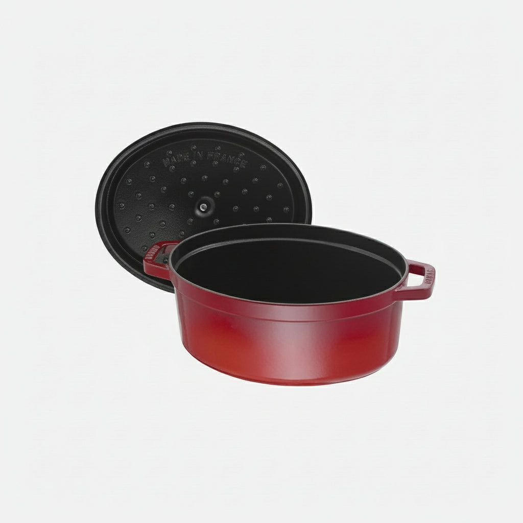 STAUB La Cocotte 6.75 L Cast Iron Oval Cocotte, Cherry