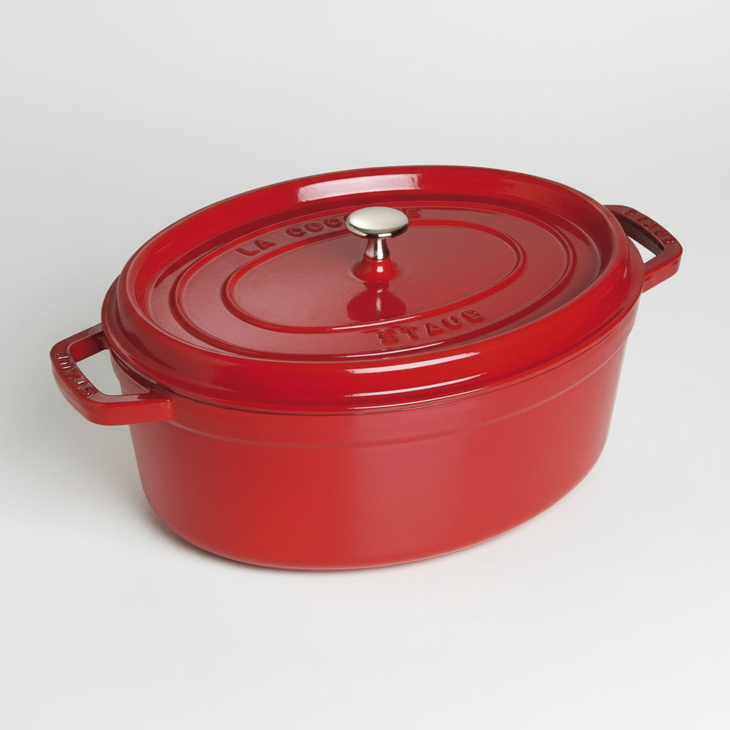 STAUB La Cocotte 6.75 L Cast Iron Oval Cocotte, Cherry
