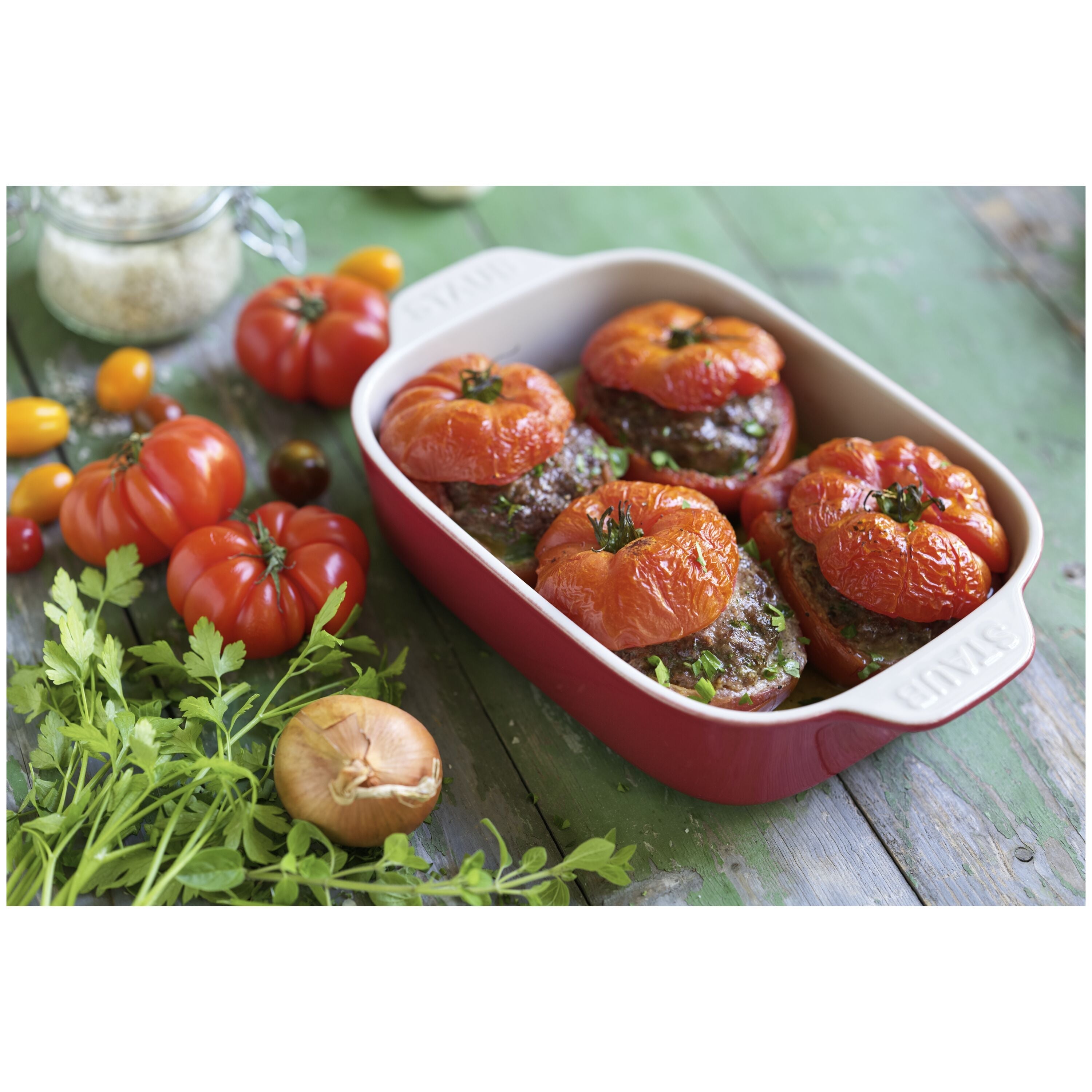 STAUB Ceramique 710 ml Ceramic Rectangular Oven Dish, Cherry