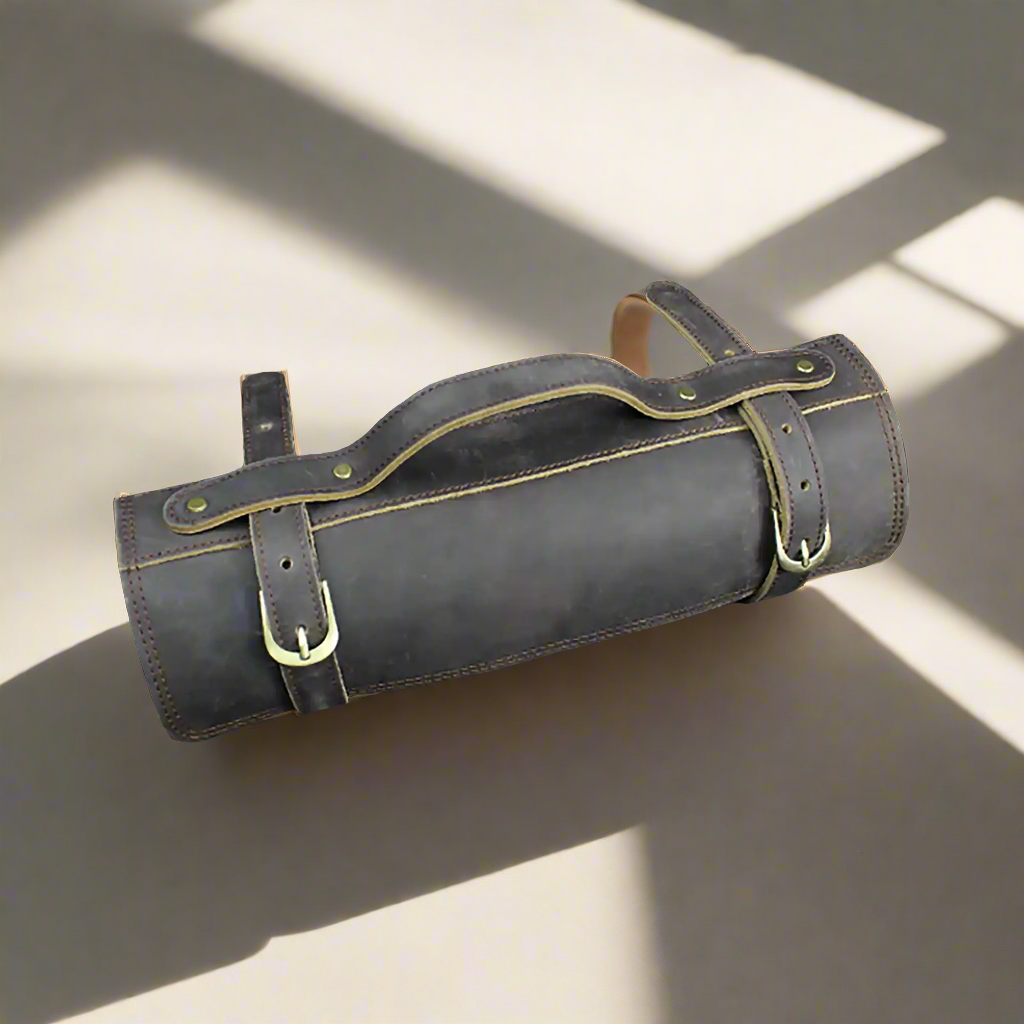 Etui couteau en cuir marron rustique - GINZA