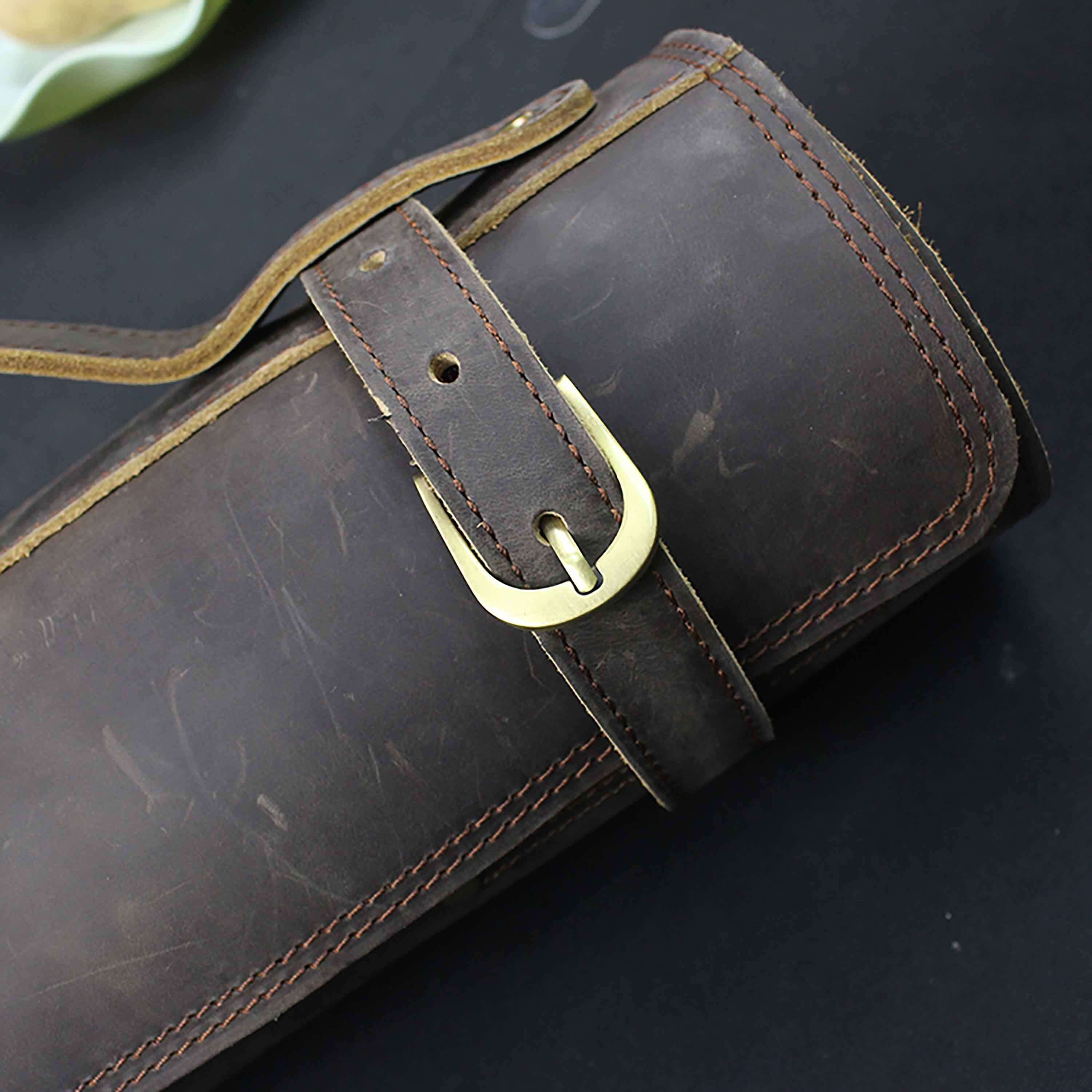 Etui couteau en cuir marron rustique - GINZA